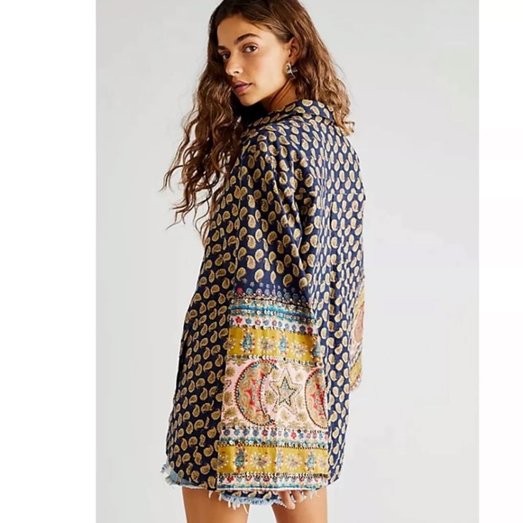 NWT Free People Justine Tunic Top in Midnight Bloom Z450-4 - Picture 4 of 7